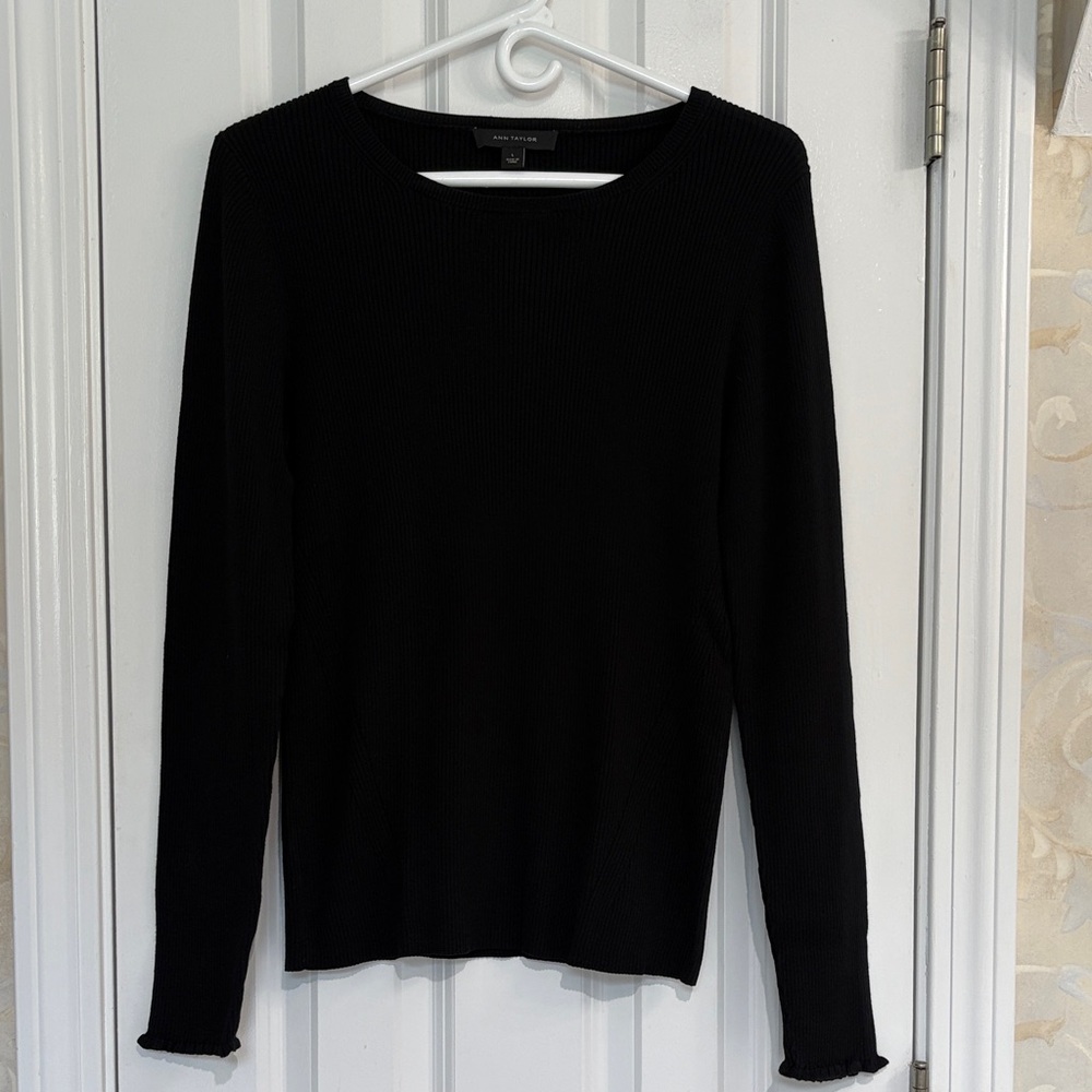 Ann Taylor Vintage Black Long Sleeve Sweater with Ruffled Cuffs.
